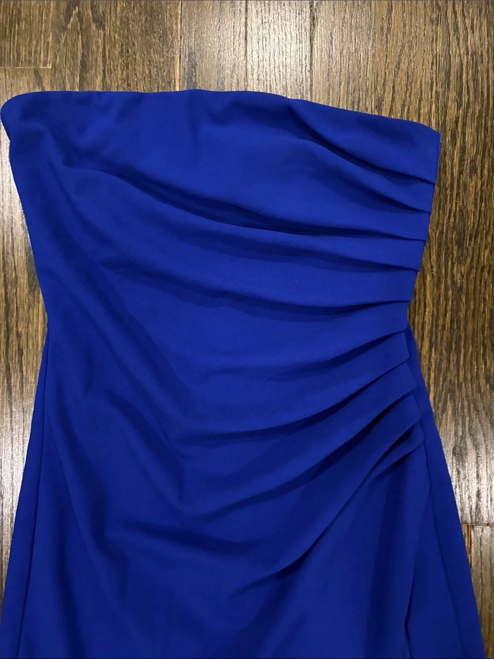 Strapless Royal Blue Ruched Mini Dress by Lucy In The Sky (size M)